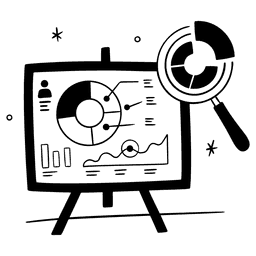 Illustration of a data dashboard with charts under a magnifying glass, for the 2026 tech job search statistics report