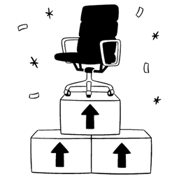 Illustration for tech promotion data report showing what gets software engineers, product managers, and designers promoted