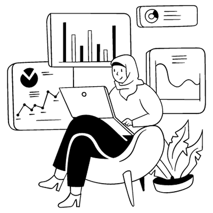 Illustration for self review examples showing performance review templates for designers, developers, and UX researchers